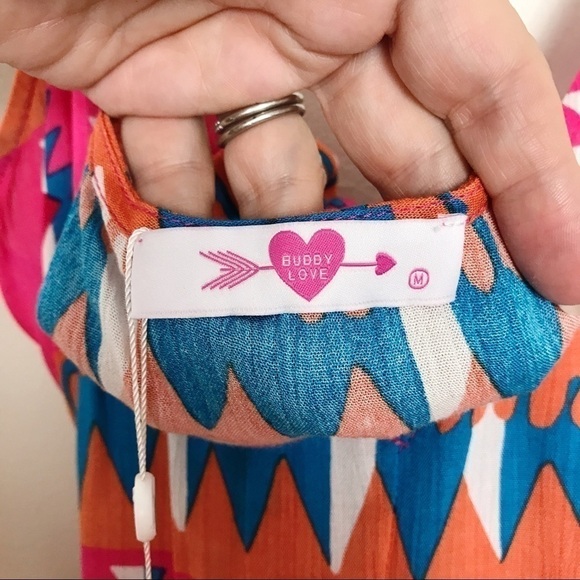 Buddy Love NWT Tank Top Pink/Teal Tribal Print M - Picture 6 of 8